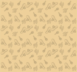A pattern consisting of national Mexican elements. Cactus, sambrerro, maracas.
