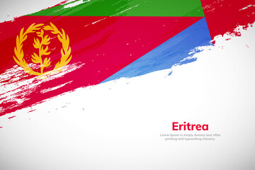 Brush painted grunge flag of Eritrea country. Hand drawn flag style of Eritrea. Creative brush stroke concept background