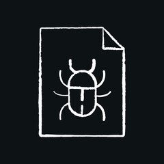 Virus file chalk icon. Phishing and Spam. Hacking. Vector isolated black illustration.