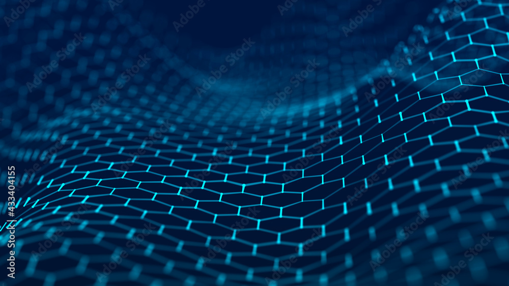 Poster Technological background . Network connection structure. Digital data communication. 3D