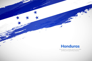 Brush painted grunge flag of Honduras country. Hand drawn flag style of Honduras. Creative brush stroke concept background