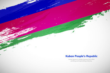 Brush painted grunge flag of Kuban Peoples Republic country. Hand drawn flag style of Kuban Peoples Republic. Creative brush stroke concept background