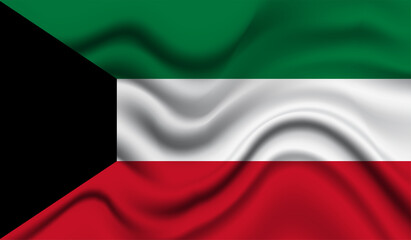 Abstract waving flag of Kuwait with curved fabric background. Creative realistic waving flag of Kuwait vector background