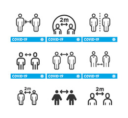 Keep distance line icon. Coronavirus. Protection
