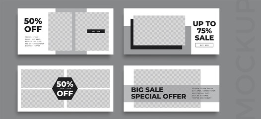 Horizontal sale banner layout design. Set of bright vibrant banners, posters, cover design templates, social media stories