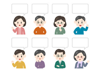 中高年の男女と吹き出しのイラスト