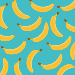 Fototapeta na wymiar Bananas on blue background. Flat style. Vector illustration.