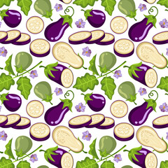 Eggplant summer vegetable seamless pattern