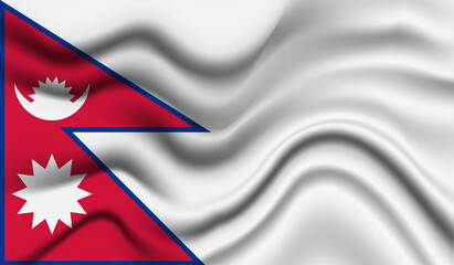 Abstract waving flag of Nepal with curved fabric background. Creative realistic waving flag of Nepal vector background