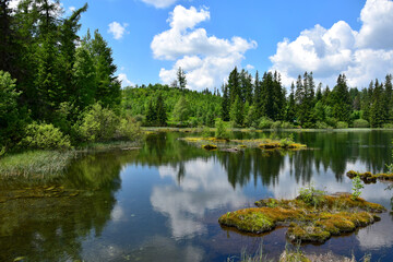 Landscape of the High Tatra mountains near Strbske pleso. Lake Nove Strbske. Slovakia.