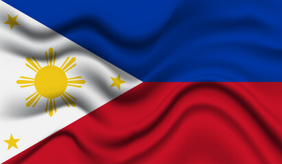 Abstract waving flag of Philippines with curved fabric background. Creative realistic waving flag of Philippines vector background