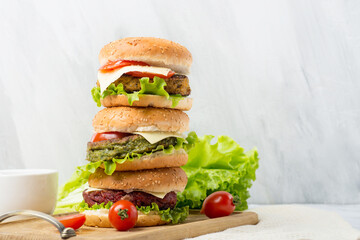 vegan burgers. quinoa burger with avocado