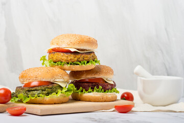 vegan burgers. quinoa burger with avocado
