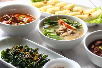 Filipino food called Pork Sinigang or pork and vegetables in tamarind broth