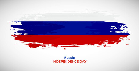 Happy Russia day. Brush flag of Russia vector illustration. Abstract watercolor national flag background