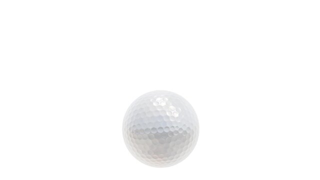 Realistic 3D animation of the white golf ball rolls in and out of the camera rendered in UHD with alpha matte