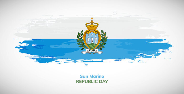 Happy republic day of San Marino. Brush flag of San Marino vector illustration. Abstract watercolor national flag background