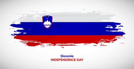 Happy independence day of Slovenia. Brush flag of Slovenia vector illustration. Abstract watercolor national flag background