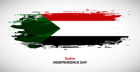 Happy independence day of Sudan. Brush flag of Sudan vector illustration. Abstract watercolor national flag background