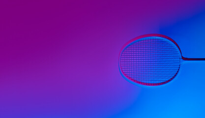 Badminton racket in vibrant bold gradient holographic neon colors