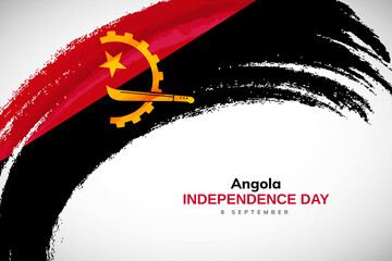 Happy independence day of Angola with watercolor brush stroke flag background with abstract watercolor grunge brush flag