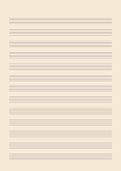 Obraz premium Grid paper with stave on a white background. A blank music sheet paper with staff. Geometric pattern for composition, education, school. A4 size