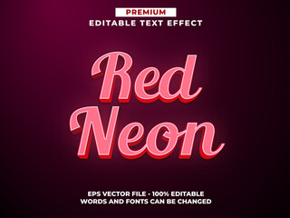 Red Neon Style Editable Text Effect Premium Eps