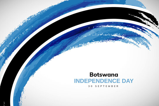 Happy independence day of Botswana with watercolor brush stroke flag background with abstract watercolor grunge brush flag
