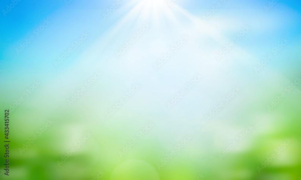 Canvas Prints world environment day concept: green grass and blue sky abstract background with bokeh