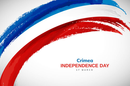 Happy independence day of Crimea with watercolor brush stroke flag background with abstract watercolor grunge brush flag
