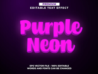 Purple Neon Style Editable Text Effect Premium Eps