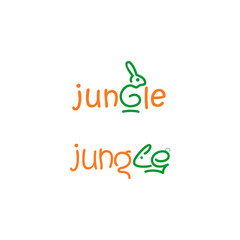 Logo Design wordmark rabbits form the word jungle Vector