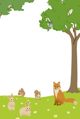 森の動物たち フレーム 背景イラスト Wall Mural Wallpaper Murals Harako