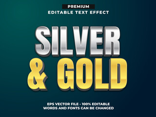 Obraz premium Silver and Gold , 3d Metallic Luxury Text Effect Style