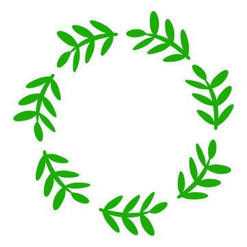 Green holly wreath. Victory emblem. For decorating postcards, wedding invitations, New Year's cards. Vector illustration.
