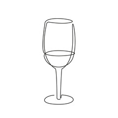Wine glass line vector. Continuous black one line drawing. Vector illustration