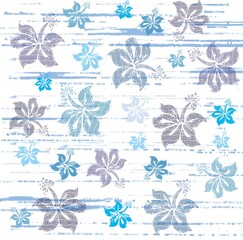 Fototapeta premium Hibiscus flowers composition with blue geometric stripes background