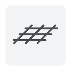 Welded wire mesh steel or rebar vector icon consist of square texture or grid line pattern of rod steel, metal or iron. Reinforcing material for reinforcement in concrete slab, foundation or structure