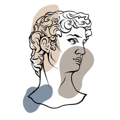 line art head of David Michelangelo 2