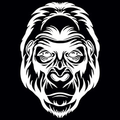 Vector head of mascot gorilla head isolated on white