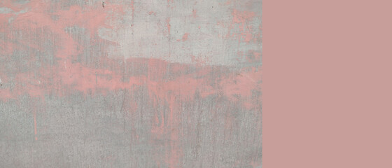 Two color paper with Pink and Gray Overlap on the floor And split half of the image. background Pastel pink, yellow, blue color paper with texture