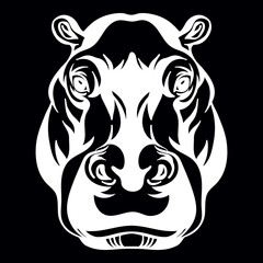 Vector head of mascot hippopotamus head isolated on black