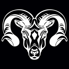 Vector head of mascot ram head isolated on black