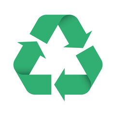 Obraz premium Universal Recycling Symbol. Theme of low or zero waste, clear energy, natural resources conservation, natural ecosystems protection or ecological sustainability of the planet. Green 3D vector symbol.