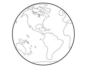 Planet earth cartoon illustration. Global map. World Health Day. Earth Day. Planet Earth.