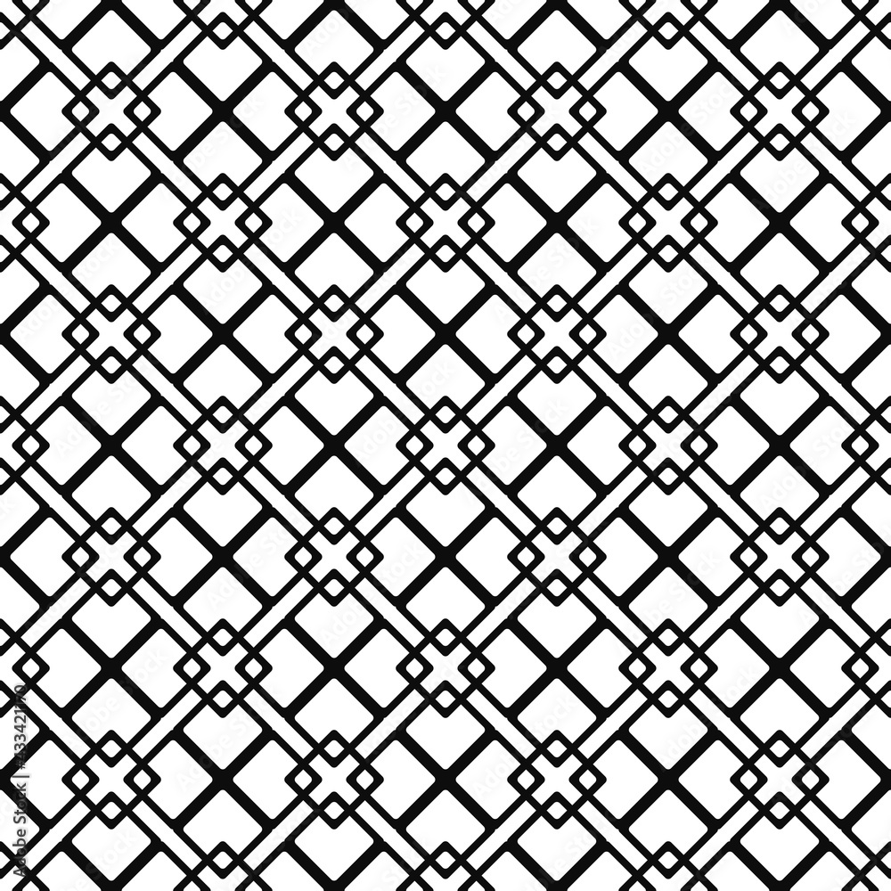 Aufkleber Diagonal seamless squares make pattern. Vector black shape of squares connected with little squares.
