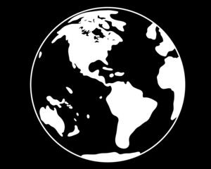 Black silhouette Illustration of the globe of the planet Earth. Global map. World Health Day. Earth Day. Planet Earth.