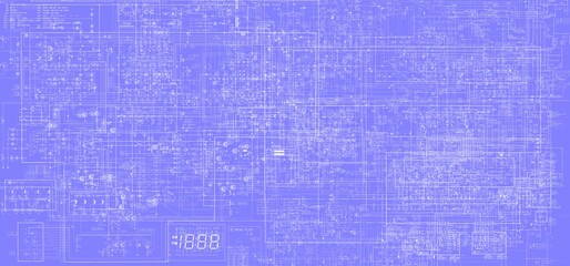 Technical circuit drawings background - Abstract blueprint - Vintage hi fi