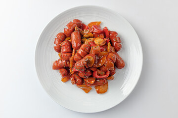 Sauteed Sausage on a white background