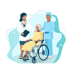 Nurse caring for the elderly. Medicine. Thanks to the nurses. Vector illustration template in flat style.